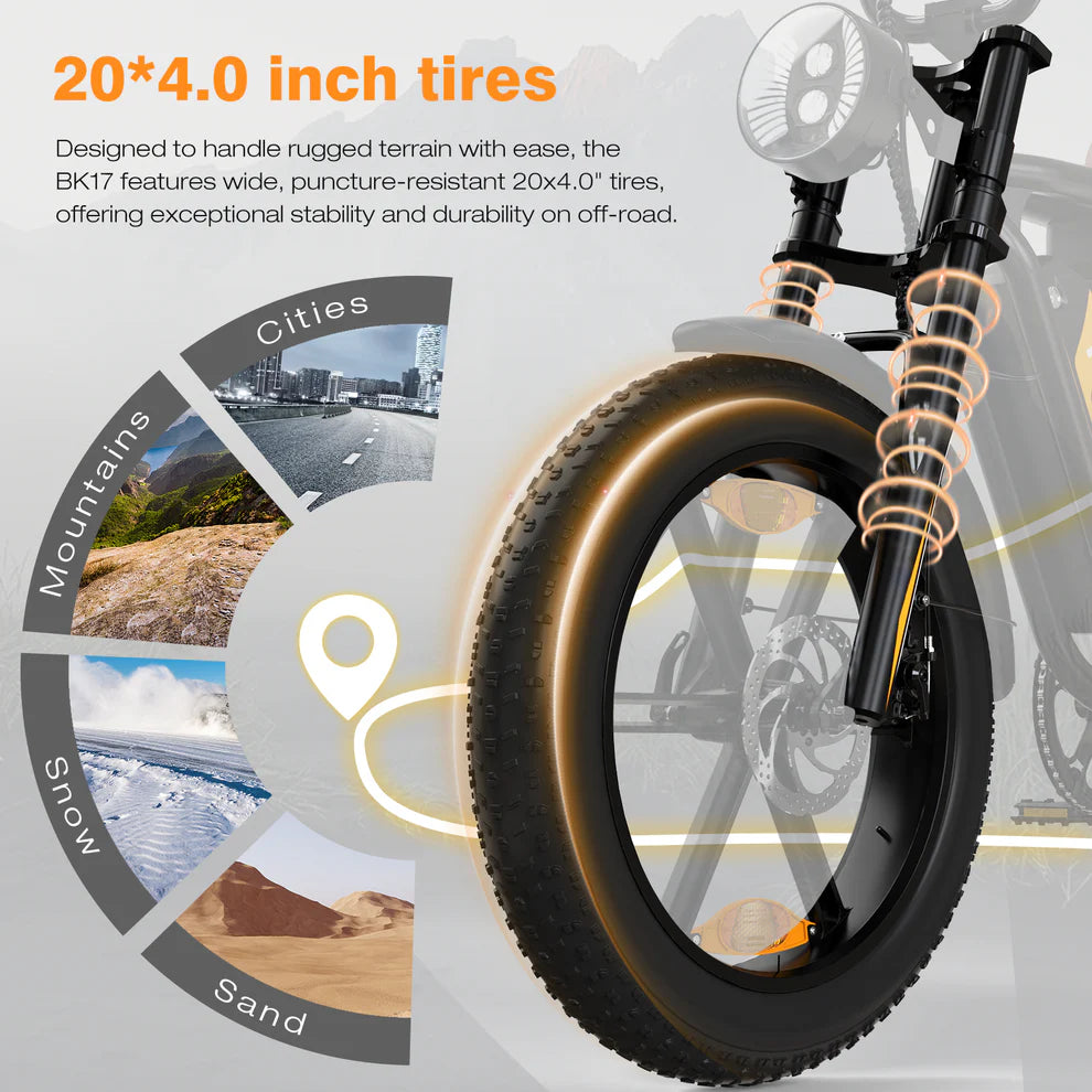Puncture Resistant  Dual Battery Electric Bike