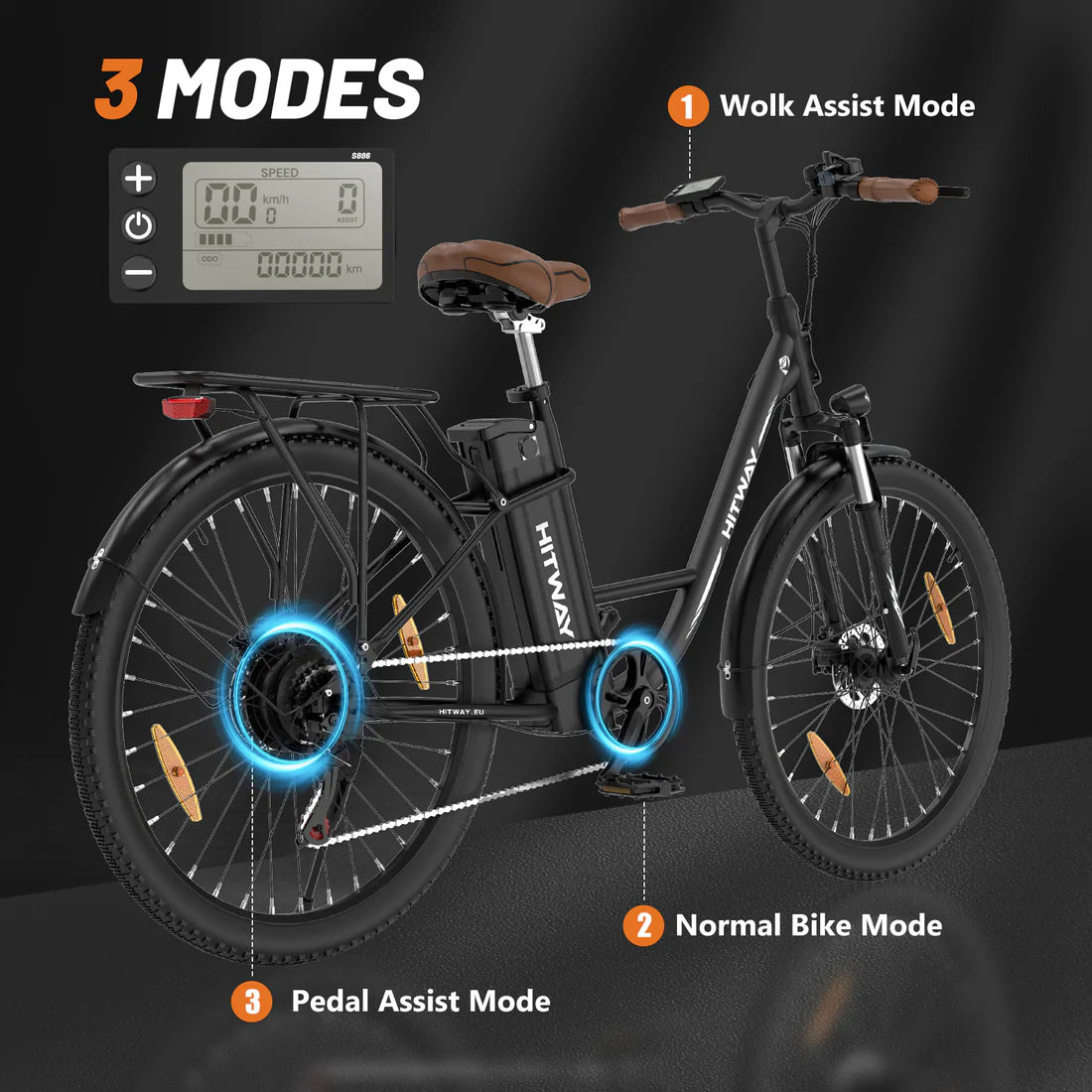 Electric Bike, Removable Battery and Anti-theft Lock